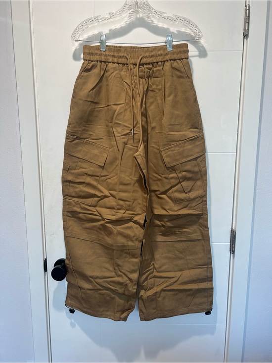 None Pants - Women’s Baggy Wide-Leg Cargo Pants in Brown - Size Large